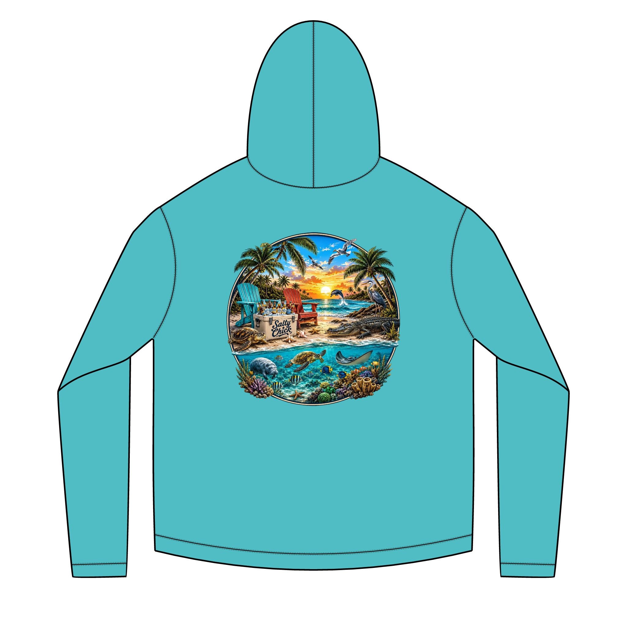 Solar Hoodie long sleeve- Beach scene