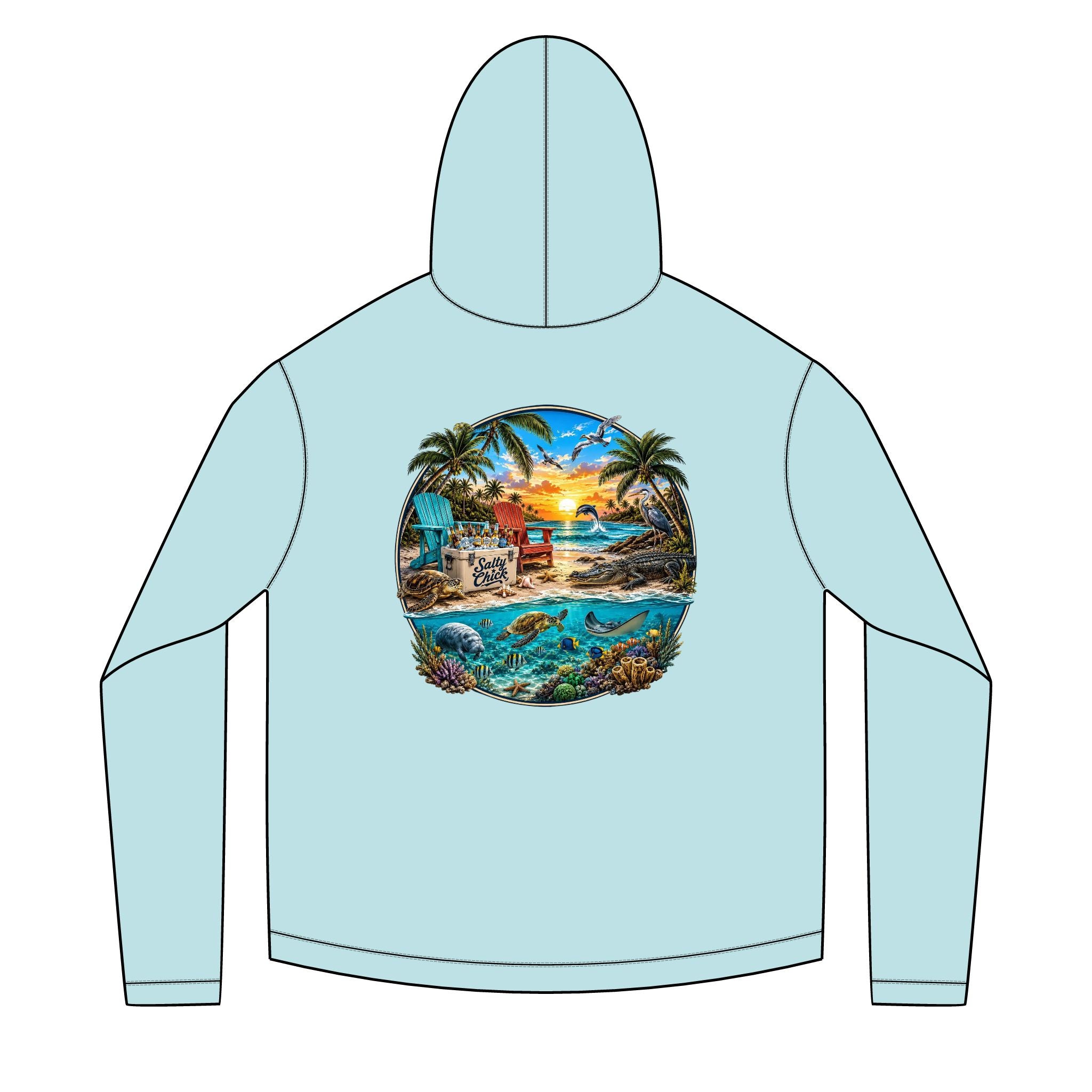 Solar Hoodie long sleeve- Beach scene