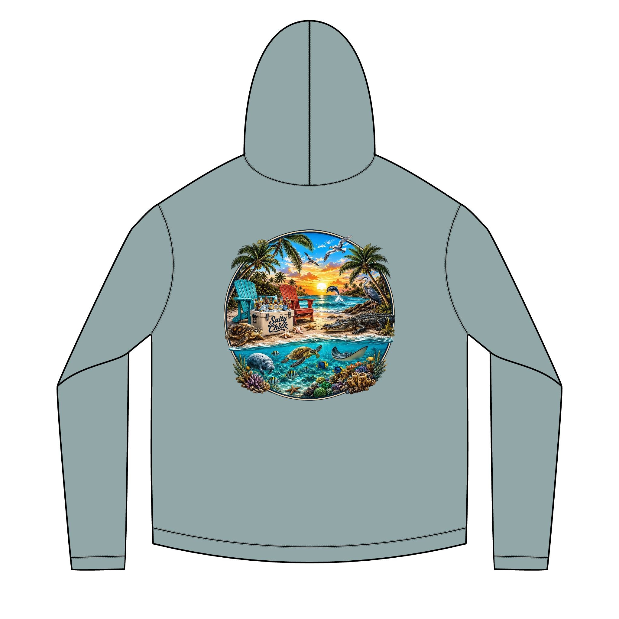 Solar Hoodie long sleeve- Beach scene