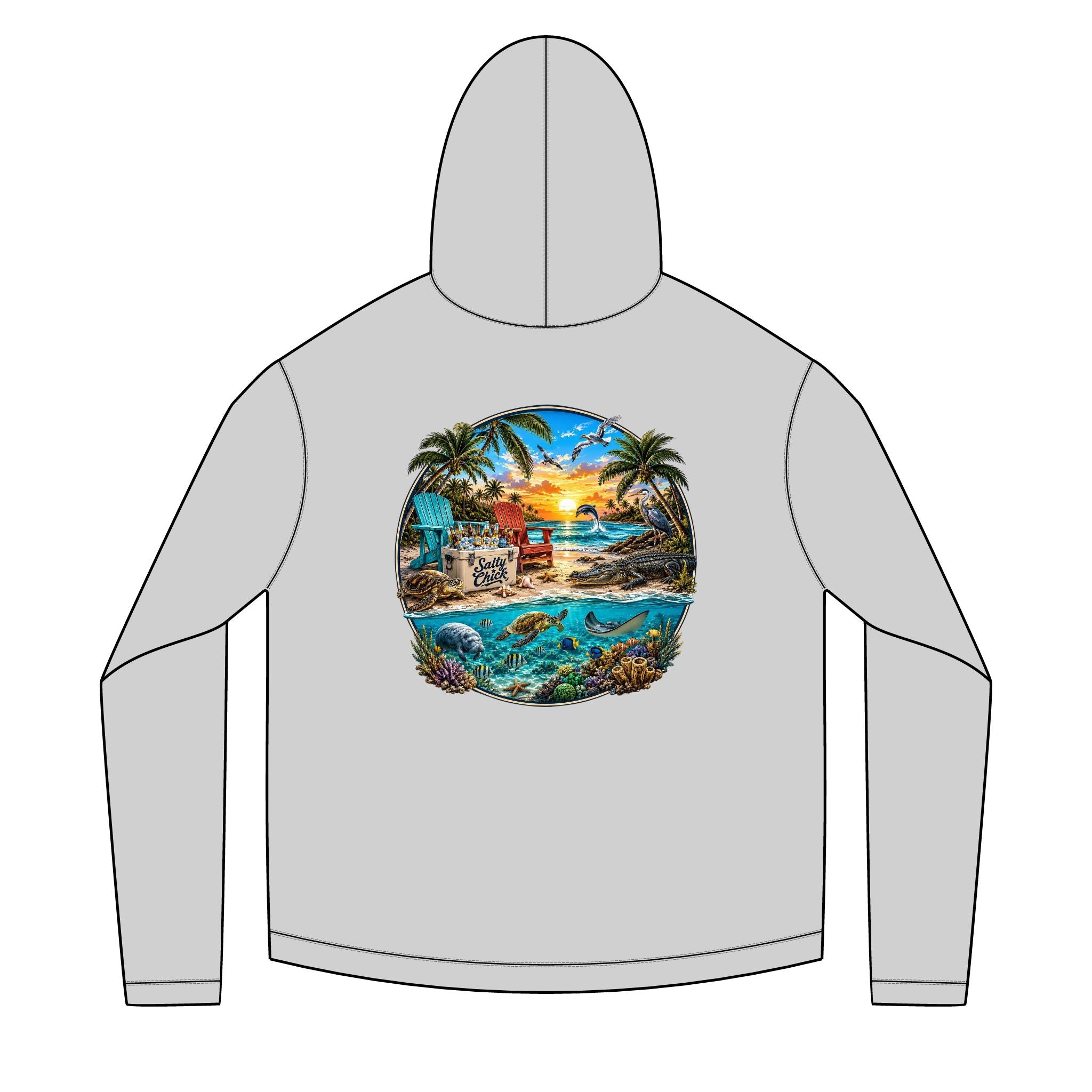 Solar Hoodie long sleeve- Beach scene