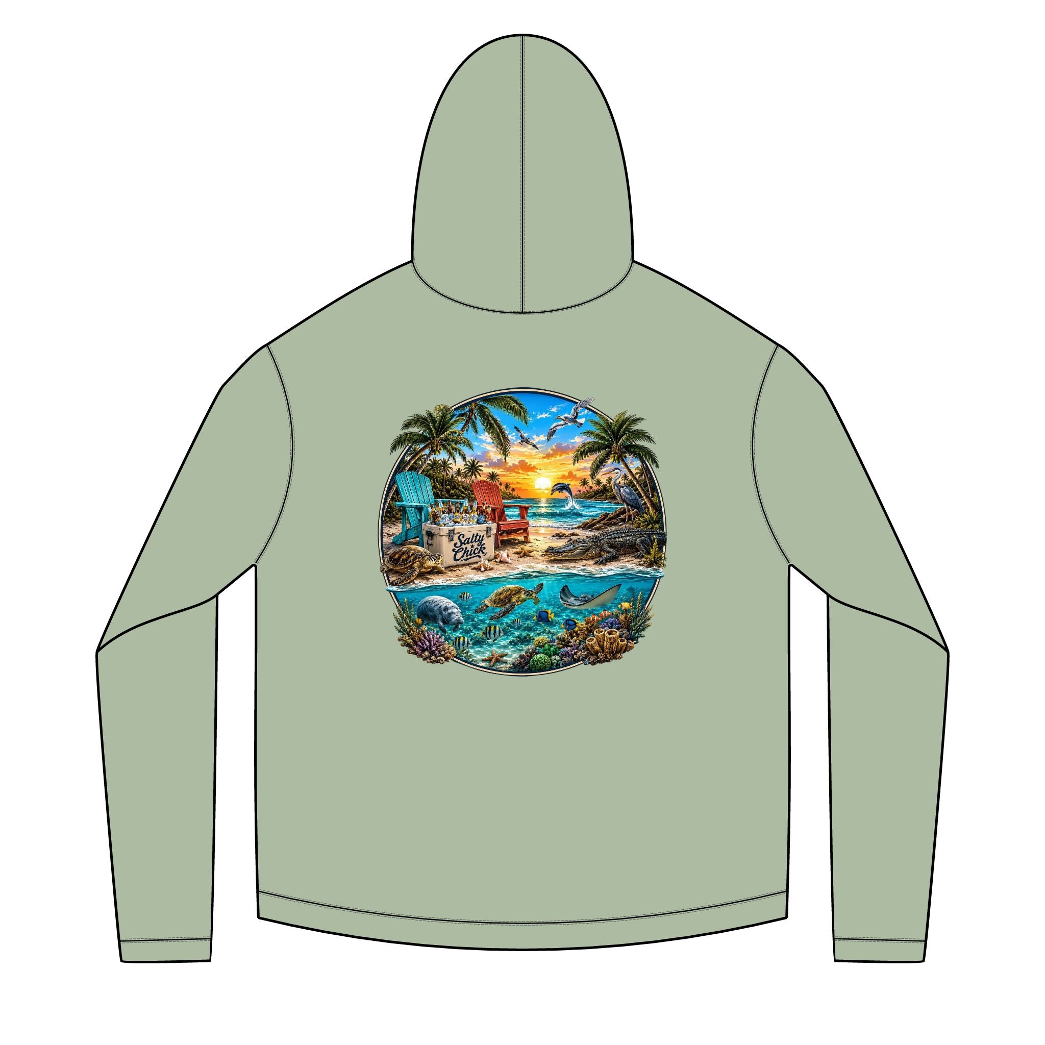 Solar Hoodie long sleeve- Beach scene
