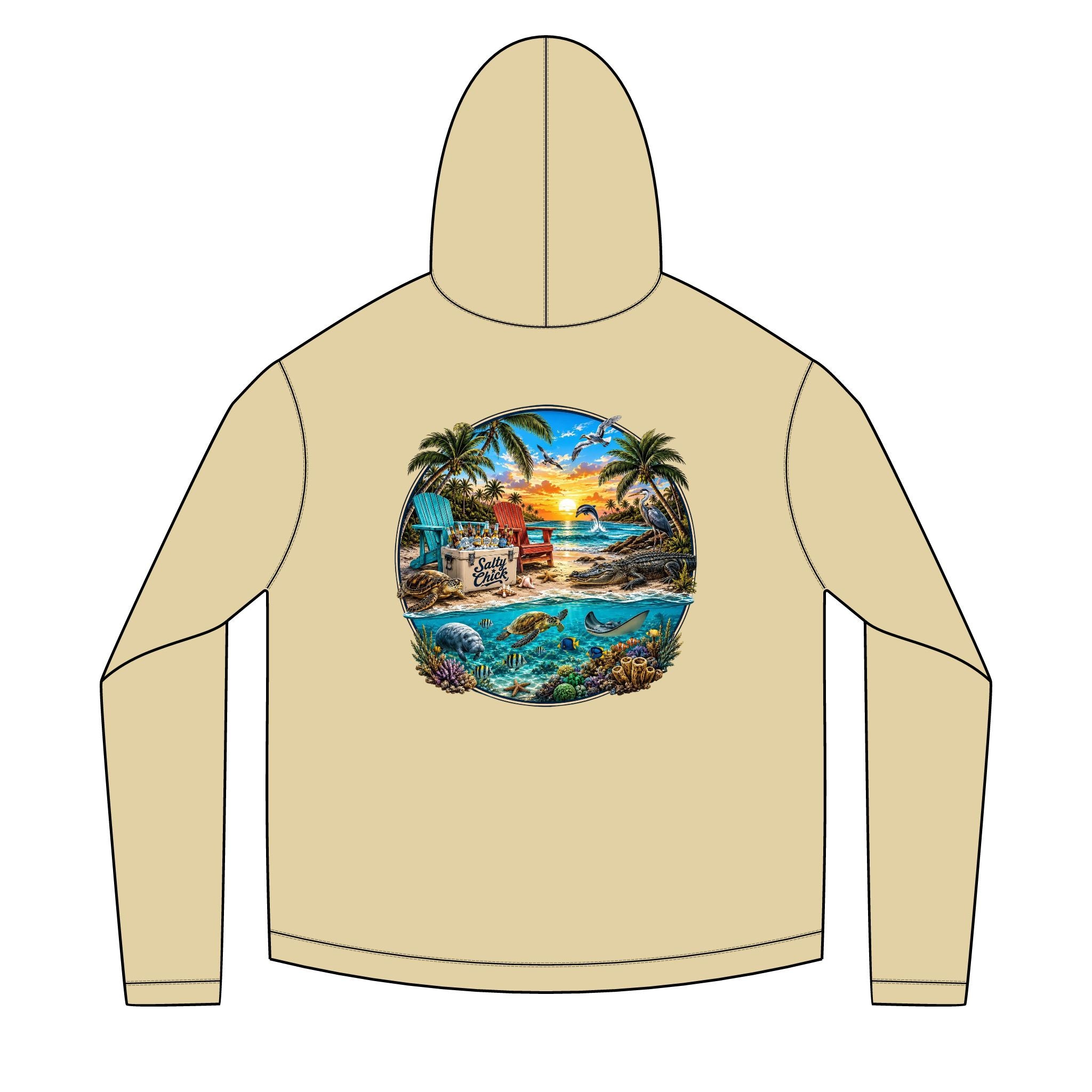 Solar Hoodie long sleeve- Beach scene