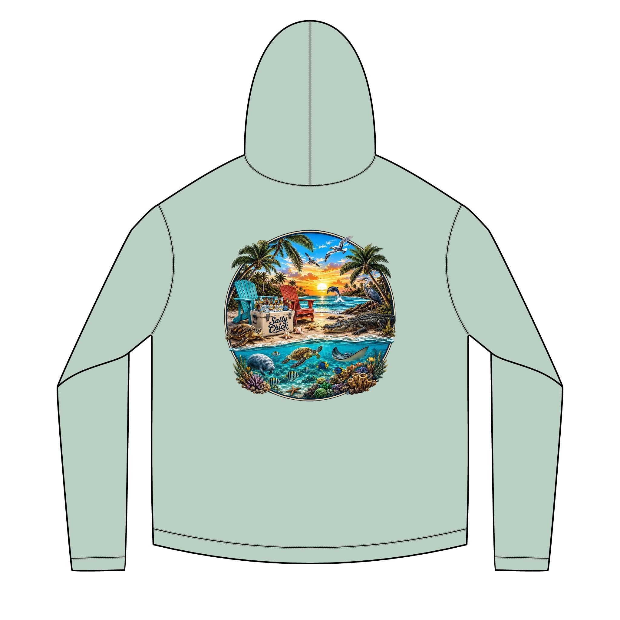 Solar Hoodie long sleeve- Beach scene