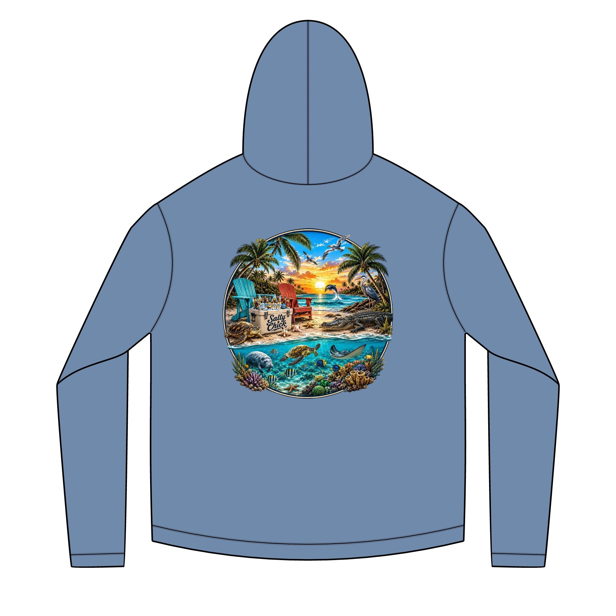Solar Hoodie long sleeve- Beach scene