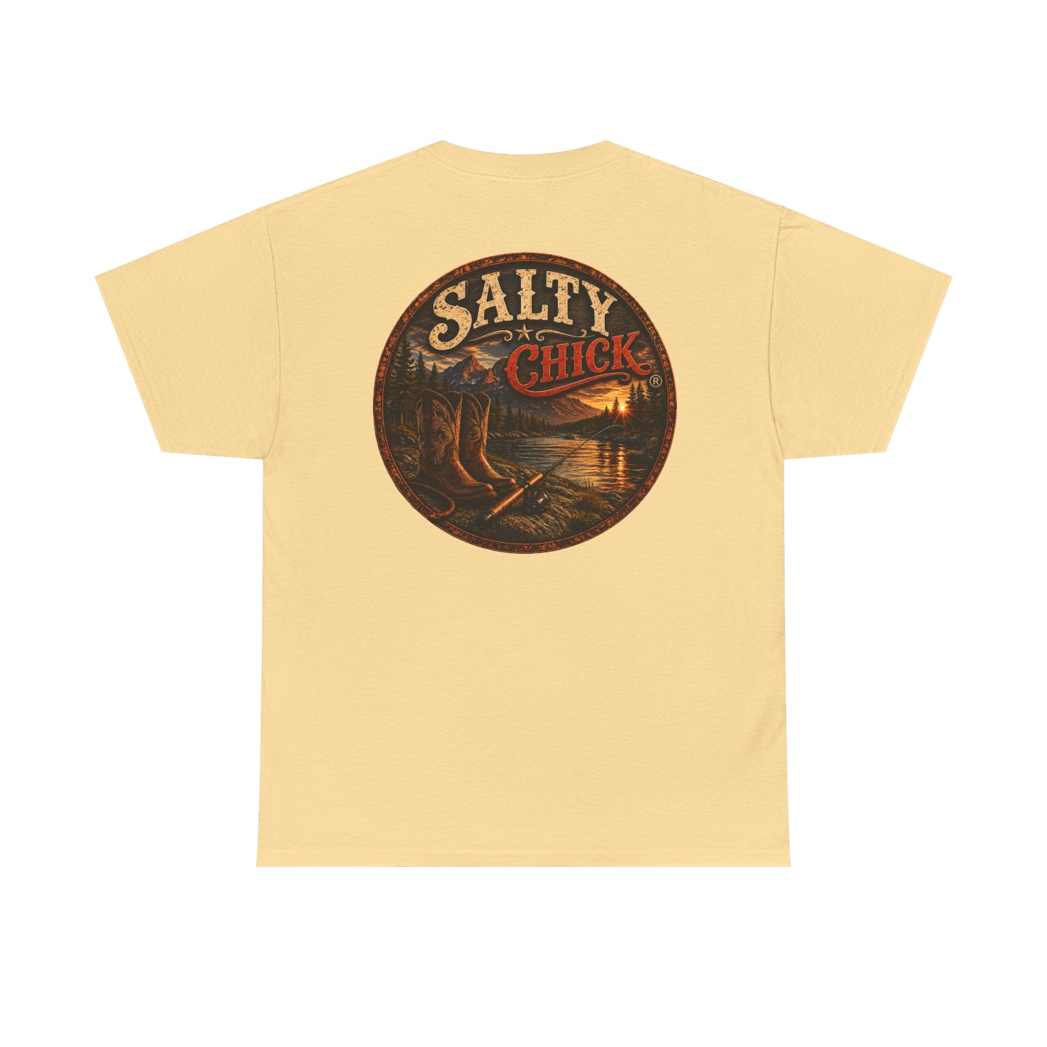 Cotton T-shirt-Boots/Fishing Pole