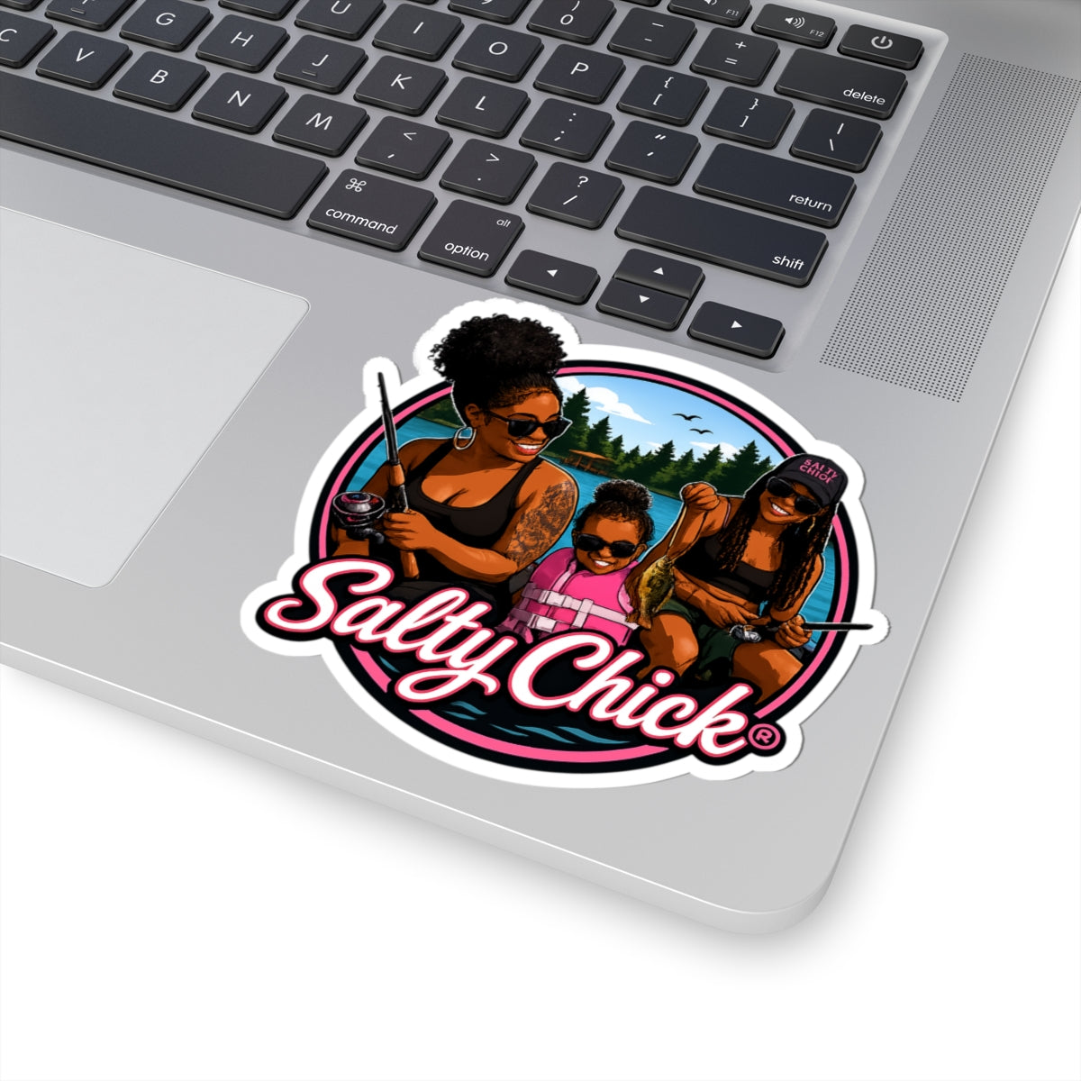 2 Female with child fishing sticker