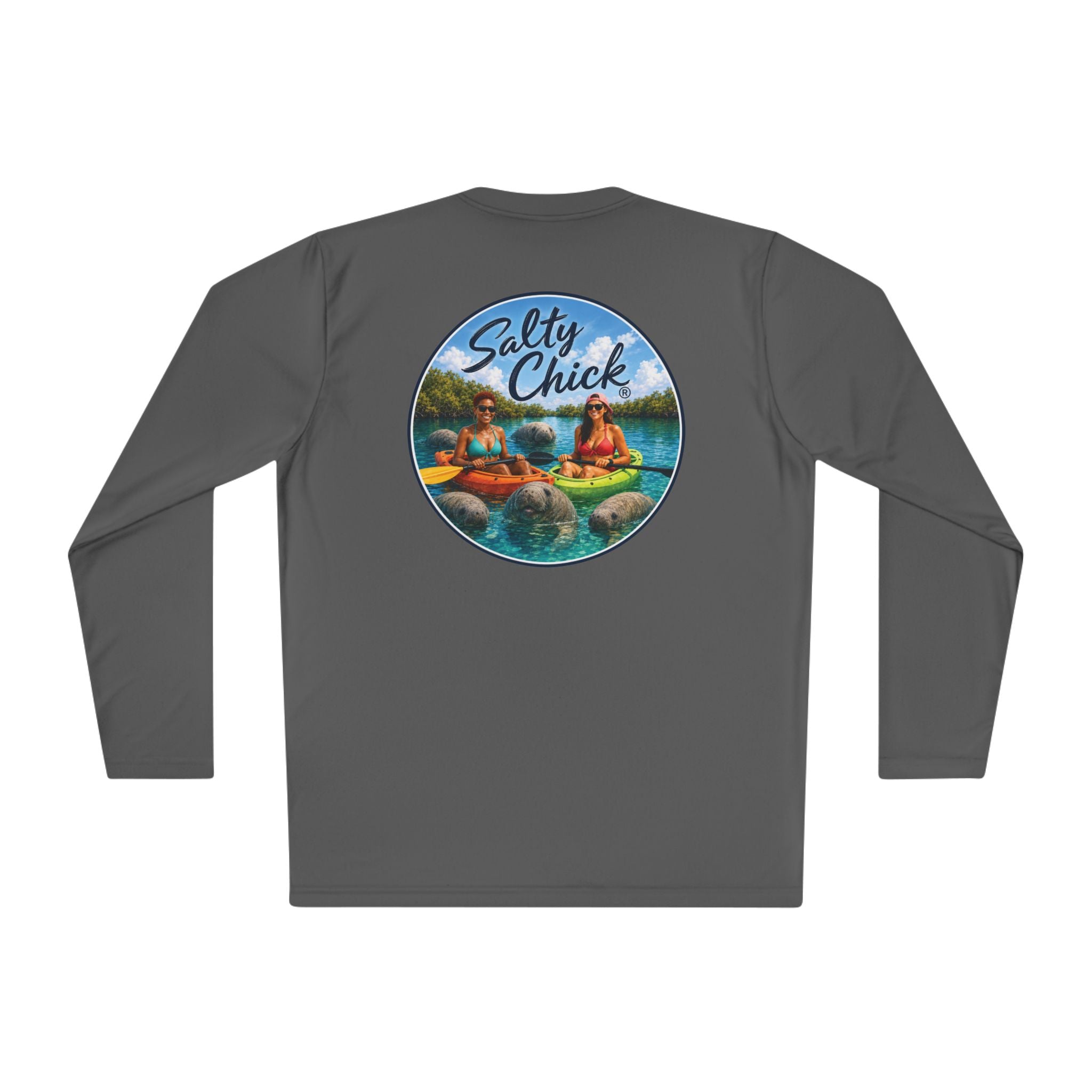Unisex Moisture Wicking Long Sleeve- Kayakers with Manatees