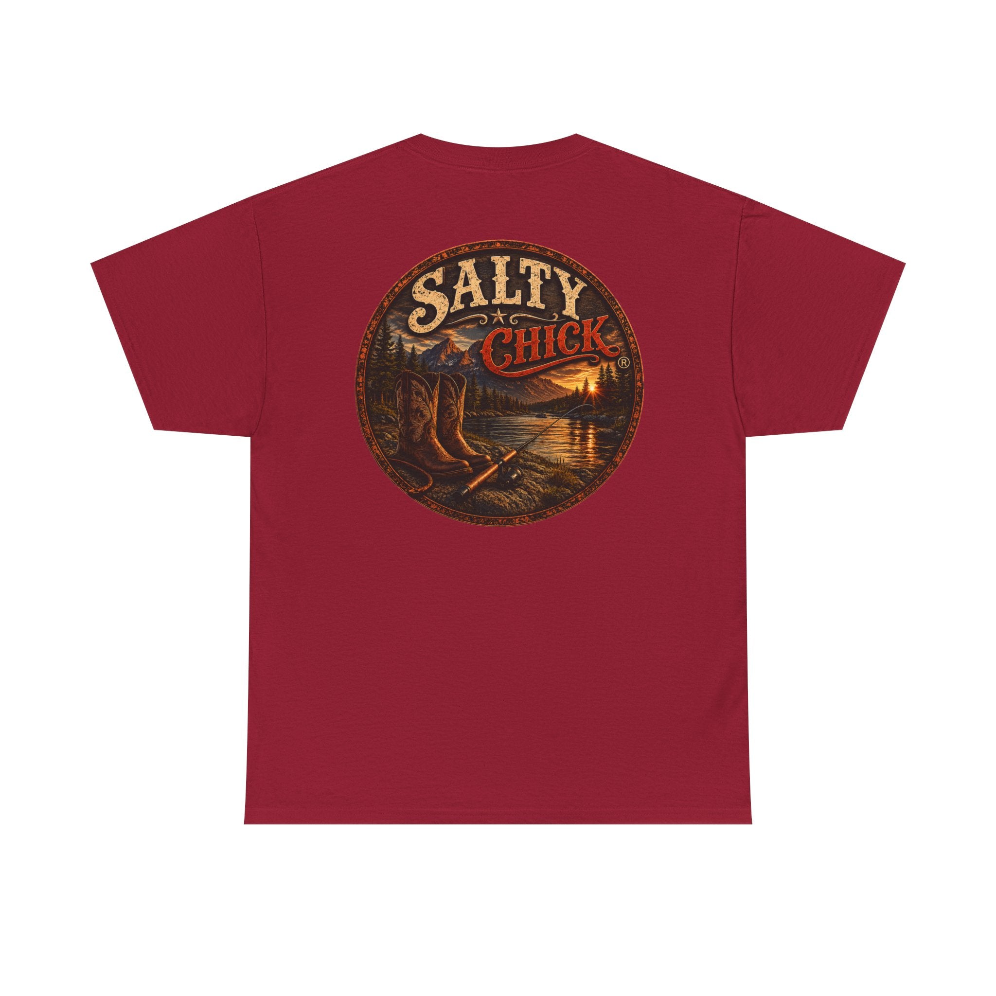 Cotton T-shirt-Boots/Fishing Pole